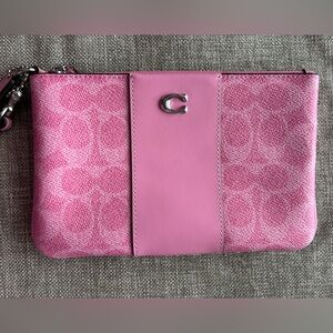 Coach Signature Pink Wristlet with Silver Accent - NWOT